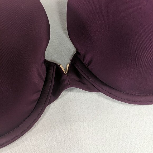 Victoria's Secret 34DD Bra Plum Purple Gold V Underwire Unpadded T-shirt - Picture 2 of 14